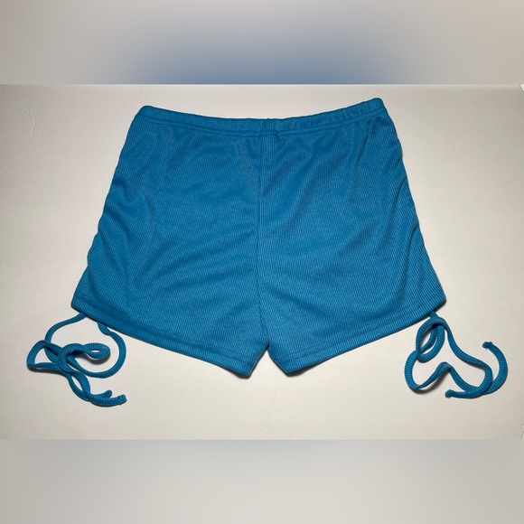 Blue Ruched Drawstring Side Shorts - Picture 1 of 2
